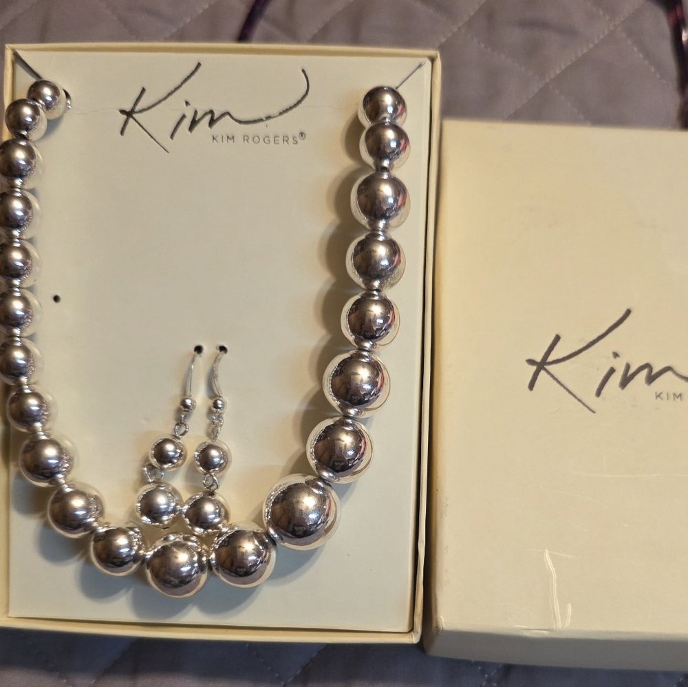 Kim Rogers Silver Necklace and Earring Set